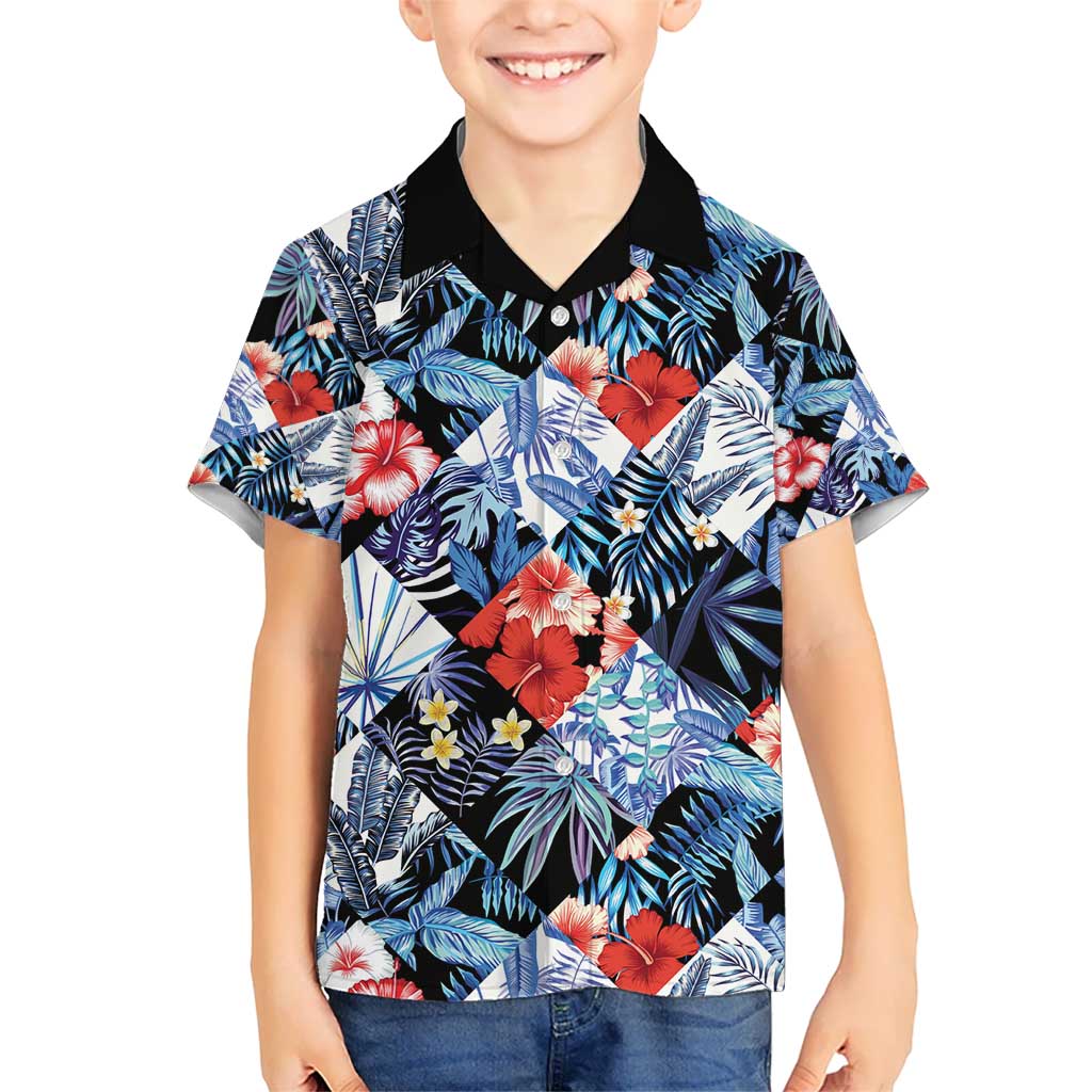 Hawaii Tropicana Blue Pattern Kid Hawaiian Shirt LT01 Kid Blue - Polynesian Pride