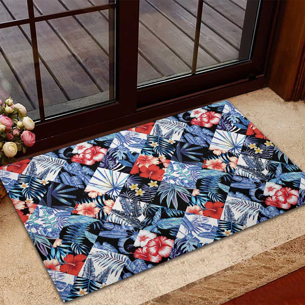 Hawaii Tropicana Blue Pattern Rubber Doormat - Polynesian Pride
