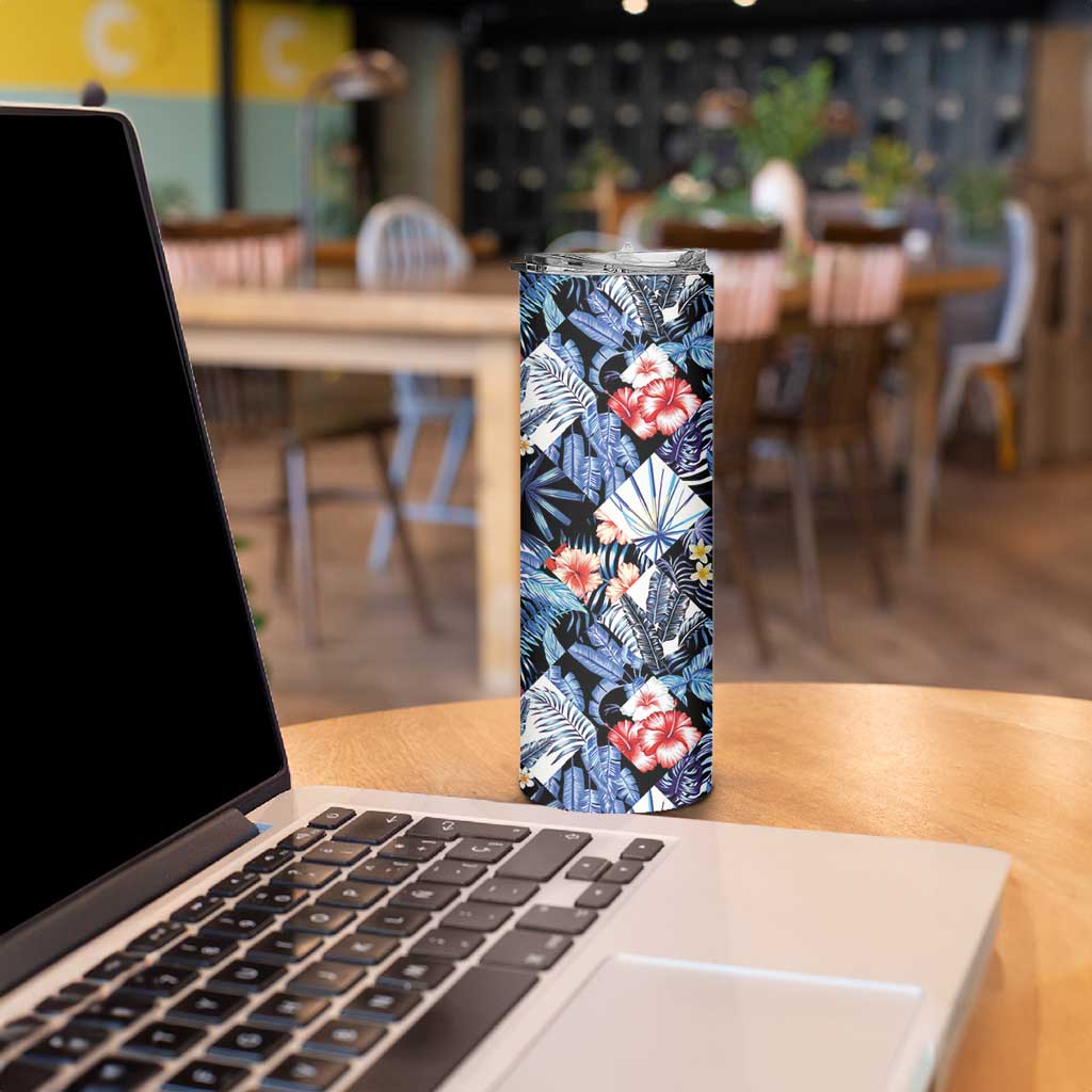 Hawaii Tropicana Blue Pattern Skinny Tumbler - Polynesian Pride