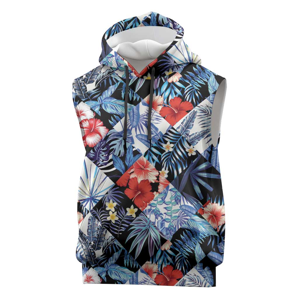 Hawaii Tropicana Blue Pattern Sleeveless Hoodie LT01 Blue - Polynesian Pride
