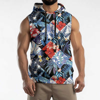 Hawaii Tropicana Blue Pattern Sleeveless Hoodie - Polynesian Pride
