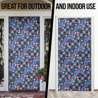 Polynesian Monstera Tiare Floral Door Cover Royal Blue Tropical Plaid - Polynesian Pride