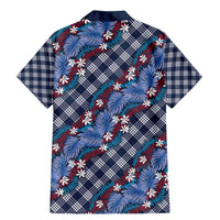 Polynesian Monstera Tiare Floral Family Matching Mermaid Dress and Hawaiian Shirt Royal Blue Tropical Plaid LT01 - Polynesian Pride