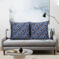 Polynesian Monstera Tiare Floral Pillow Cover Royal Blue Tropical Plaid - Polynesian Pride