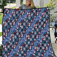 Polynesian Monstera Tiare Floral Quilt Royal Blue Tropical Plaid LT01 Blue - Polynesian Pride