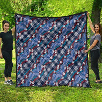 Polynesian Monstera Tiare Floral Quilt Royal Blue Tropical Plaid LT01 - Polynesian Pride