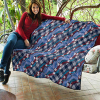 Polynesian Monstera Tiare Floral Quilt Royal Blue Tropical Plaid LT01 - Polynesian Pride