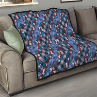Polynesian Monstera Tiare Floral Quilt Royal Blue Tropical Plaid LT01 - Polynesian Pride