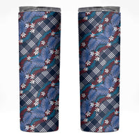 Polynesian Monstera Tiare Floral Skinny Tumbler Royal Blue Tropical Plaid LT01 Blue - Polynesian Pride