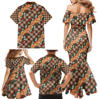 Polynesian Monstera Tiare Floral Family Matching Mermaid Dress and Hawaiian Shirt Chocolate Brown Tropical Plaid LT01 - Polynesian Pride