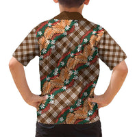 Polynesian Monstera Tiare Floral Family Matching Summer Maxi Dress and Hawaiian Shirt Chocolate Brown Tropical Plaid LT01 - Polynesian Pride