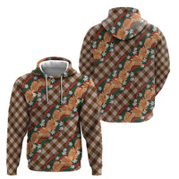 Polynesian Monstera Tiare Floral Hoodie Chocolate Brown Tropical Plaid LT01 - Polynesian Pride
