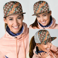 Polynesian Monstera Tiare Floral Mesh Trucker Cap Chocolate Brown Tropical Plaid - Polynesian Pride