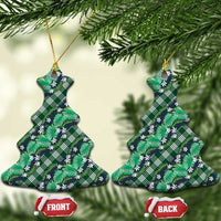 Polynesian Monstera Tiare Floral Ceramic Ornament Forest Green Tropical Plaid - Polynesian Pride