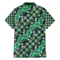 Polynesian Monstera Tiare Floral Family Matching Long Sleeve Bodycon Dress and Hawaiian Shirt Forest Green Tropical Plaid LT01 - Polynesian Pride
