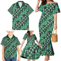 Polynesian Monstera Tiare Floral Family Matching Mermaid Dress and Hawaiian Shirt Forest Green Tropical Plaid LT01 - Polynesian Pride