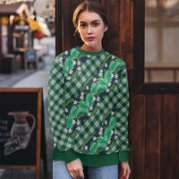 Polynesian Monstera Tiare Floral Ugly Christmas Sweater Forest Green Tropical Plaid LT01 - Polynesian Pride