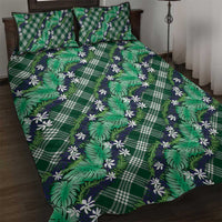 Polynesian Monstera Tiare Floral Quilt Bed Set Forest Green Tropical Plaid LT01 Green - Polynesian Pride