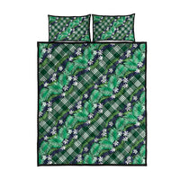Polynesian Monstera Tiare Floral Quilt Bed Set Forest Green Tropical Plaid LT01 - Polynesian Pride
