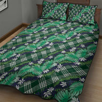 Polynesian Monstera Tiare Floral Quilt Bed Set Forest Green Tropical Plaid LT01 - Polynesian Pride