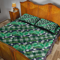 Polynesian Monstera Tiare Floral Quilt Bed Set Forest Green Tropical Plaid LT01 - Polynesian Pride