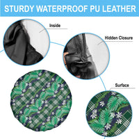 Polynesian Monstera Tiare Floral Spare Tire Cover Forest Green Tropical Plaid - Polynesian Pride