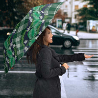 Polynesian Monstera Tiare Floral Umbrella Forest Green Tropical Plaid - Polynesian Pride