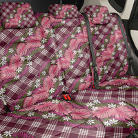 Polynesian Monstera Tiare Floral Back Car Seat Cover Fuchsia Tropical Plaid LT01 - Polynesian Pride