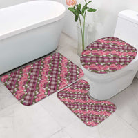 Polynesian Monstera Tiare Floral Bathroom Set Fuchsia Tropical Plaid LT01 - Polynesian Pride