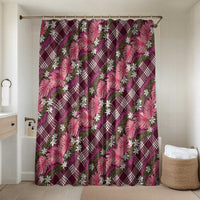 Polynesian Monstera Tiare Floral Bathroom Set Fuchsia Tropical Plaid LT01 Shower Curtain Only Pink - Polynesian Pride