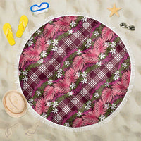 Polynesian Monstera Tiare Floral Beach Blanket Fuchsia Tropical Plaid LT01 One Size 150cm Pink - Polynesian Pride