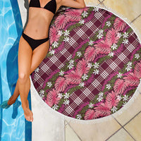 Polynesian Monstera Tiare Floral Beach Blanket Fuchsia Tropical Plaid LT01 - Polynesian Pride