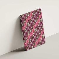 Polynesian Monstera Tiare Floral Canvas Wall Art Fuchsia Tropical Plaid - Polynesian Pride