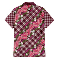 Polynesian Monstera Tiare Floral Family Matching Summer Maxi Dress and Hawaiian Shirt Fuchsia Tropical Plaid LT01 - Polynesian Pride