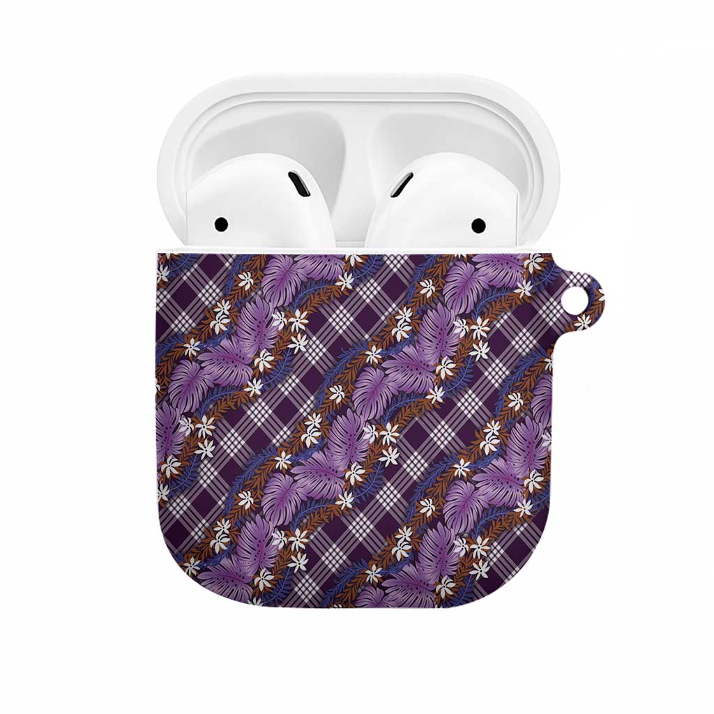 Polynesian Monstera Tiare Floral AirPods Case Lavender Tropical Plaid LT01 Purple - Polynesian Pride