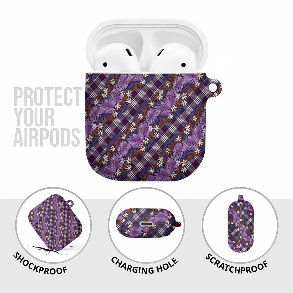 Polynesian Monstera Tiare Floral AirPods Case Lavender Tropical Plaid LT01 - Polynesian Pride
