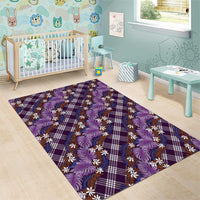 Polynesian Monstera Tiare Floral Area Rug Lavender Tropical Plaid - Polynesian Pride