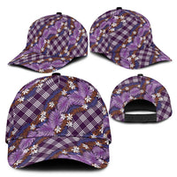Polynesian Monstera Tiare Floral Classic Cap Lavender Tropical Plaid - Polynesian Pride