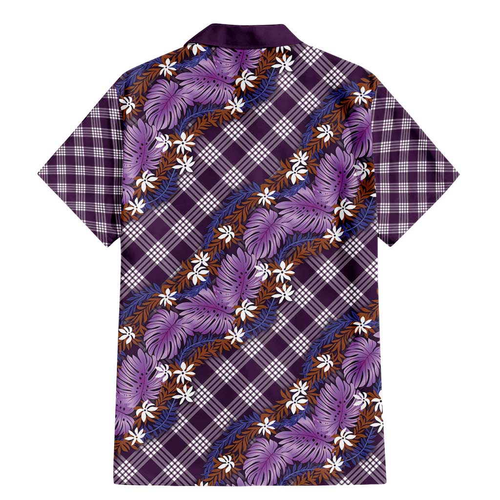 Polynesian Monstera Tiare Floral Family Matching Mermaid Dress and Hawaiian Shirt Lavender Tropical Plaid LT01 - Polynesian Pride