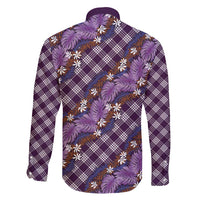 Polynesian Monstera Tiare Floral Family Matching Mermaid Dress and Hawaiian Shirt Lavender Tropical Plaid LT01 - Polynesian Pride