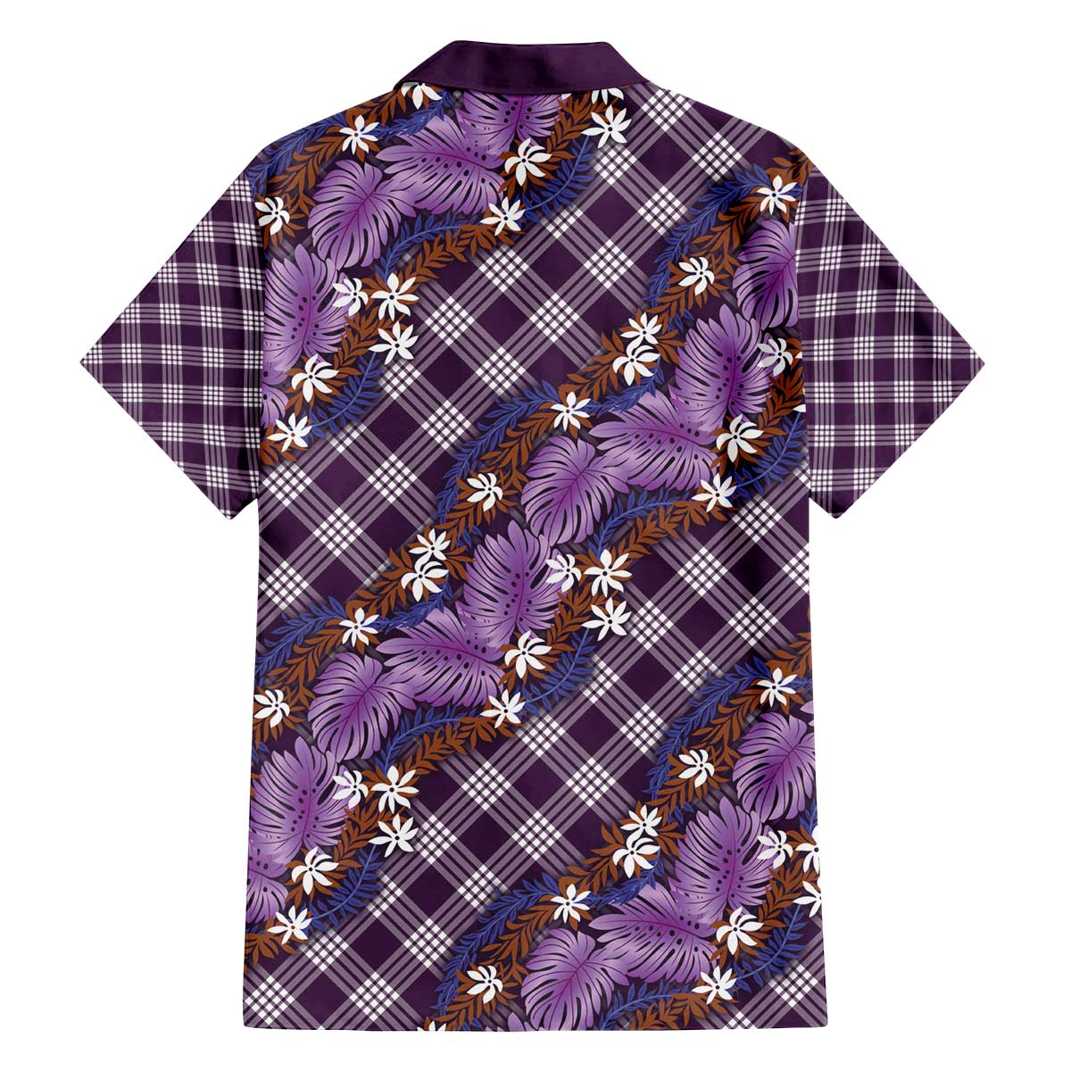 Polynesian Monstera Tiare Floral Family Matching Off The Shoulder Long Sleeve Dress and Hawaiian Shirt Lavender Tropical Plaid LT01 - Polynesian Pride