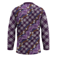 Polynesian Monstera Tiare Floral Hockey Jersey Lavender Tropical Plaid - Polynesian Pride