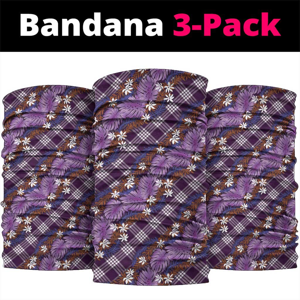 Polynesian Monstera Tiare Floral Neck Gaiter Lavender Tropical Plaid - Polynesian Pride