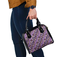 Polynesian Monstera Tiare Floral Shoulder Handbag Lavender Tropical Plaid - Polynesian Pride