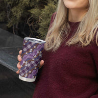 Polynesian Monstera Tiare Floral Tumbler Cup Lavender Tropical Plaid - Polynesian Pride