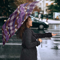 Polynesian Monstera Tiare Floral Umbrella Lavender Tropical Plaid - Polynesian Pride