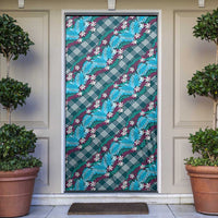 Polynesian Monstera Tiare Floral Door Cover Dark Teal Tropical Plaid LT01 Teal - Polynesian Pride