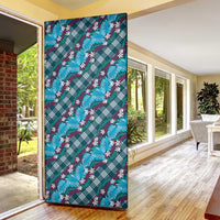 Polynesian Monstera Tiare Floral Door Cover Dark Teal Tropical Plaid LT01 - Polynesian Pride