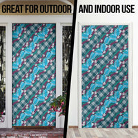 Polynesian Monstera Tiare Floral Door Cover Dark Teal Tropical Plaid LT01 - Polynesian Pride