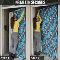 Polynesian Monstera Tiare Floral Door Cover Dark Teal Tropical Plaid LT01 - Polynesian Pride